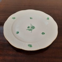 Herendi ZV zöld virágmintás porcelán lapos tányér
