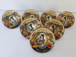 7 db Satsuma japán porcelán szakés pohár