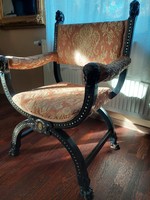 Boulle armchair with carved mother-of-pearl inlay