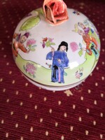 Herendi Csung vert  mintás porcelán bonbonier