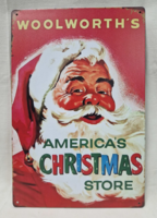 Fém AMERICA'S CHRISTMAS STORE feliratú tábla hibátlan állapotban
