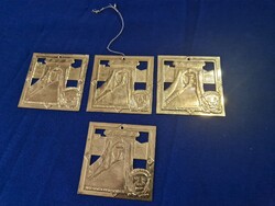 Sárgaréz lemez karácsonyfa dísz Lánchíd oroszlánfej ábrazooás ,Boldog Karácsonyt felírat