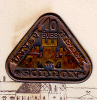 Renner Kálmán ? 1958-1968-as Sopron Ünnepi Hetek Képeslap / aranyozott, bronz kisplakettel RRRR!