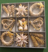 Szalma  karácsonyfadísz készlet 26 db-os