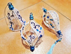 2 DB ÚJ, MESÉSEN SZÉP KARÁCSONYFA DÍSZ, BELÜL ÜVEGKRISTÁLY