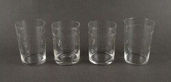 1T418 Vintage Cut Glass Art Nouveau Style Glass Set, 4 pieces