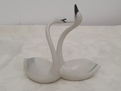 Pair of porcelain swans fim Budapest porcelain factory