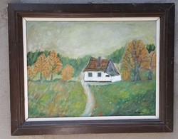 MOLDOVÁN ISTVÁN: Elhagyott présház.Olaj,farost.