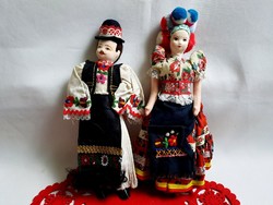 Retro Mezőkövesdi Matyó pár, lány és fiú rongybaba kb. 28 cm 6-os