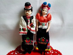 Retro Mezőkövesdi Matyó pár, lány és fiú rongybaba kb. 28 cm 3-as