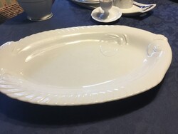 Halas tál, asztalközép, 27,5 centis, széle anyagában mintás, fehér