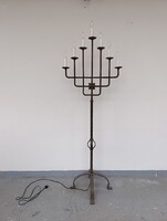 Antik állólámpa kovácsoltvas vas 7 ágú keresztény templomi gyertyatartó lámpa 801 6263