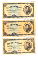 1946 - Százmillió Pengő bankjegy - P 116, P 149 és P 192 - 3 db-os Lot