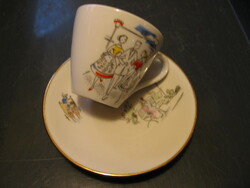 Wunsiedel cup and bareuther coaster decorated with retro graphics