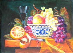 Moona: Csendélet gyümölcsökkel EREDETI olajfestmény