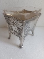 Antik jugendstil szecesszió bècs ezüst üvegbetètes kînaló 426 gr