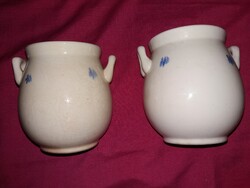 Antik Kispest Gránit paasztházas aludtejes füles köcsög ök párban 2 db egybe 16x13cm képek szerint