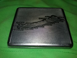 Régi BALATON - gravírozott Balaton térképes ezüstözött alpakka cigarettatartó 9 x 8 cm képek szerint
