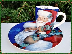 Mikulás mintás limitált gyártású Adler porcelán tányér + bögre szett
