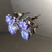 Orosz vintage fülbevaló 875 *sterling  aranyozott ezüst. Kő - ametiszt.