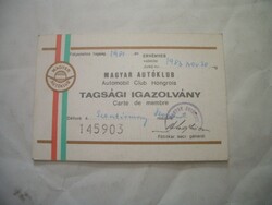 Magyar Autóklub tagsági igazolvány 1983