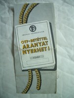 Országos Takarékpénztár OTP betéttel aranyat nyerhet reklám szórólap 1989