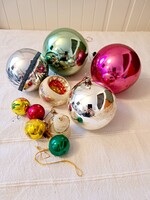 Régi, antik karácsonyfadíszek, üveg díszek, gömbök, harang, reflektoros