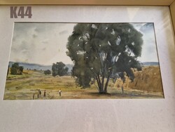 Dobroszláv Lajos: Fűzfák. 42x21cm. akvarell, papír