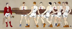 50*20 cm, 1907, Evező klub régi alkotás modern reprodukciója, grafika, poszter, plakát