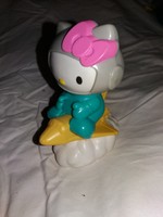 Vintage plasztik HELLO KITTY plasztik figura gurulós repülőn a felhők között 12 cm a képek szerint