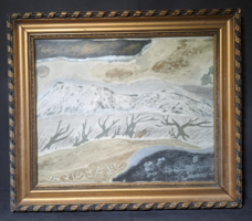 Mesebeli táj, szép keretben! különleges, csillogó fémes hatású festmény