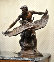 ERNST PAUL SZOBRÁSZMŰVÉSZ ALKOTÁSA XIX. SZÁZADBÓL - MITOLÓGIAI JELENET. JELZETT, BRONZSZOBOR!