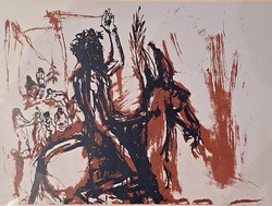 Varga Imre Lovas particularly rare screenprint