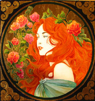 Moona: A vörös dáma EREDETI olajfestmény