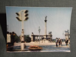 Képeslap,dimenziós,Budapest Millenniumi emlékmű látkép,részlet,   1969-