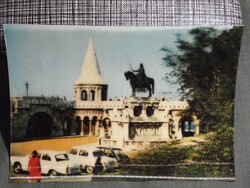 Képeslap,dimenziós,Budapest Halászbástya,Szent István szobor látkép,részlet,   1969-