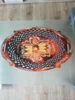 Openwork, painted wooden tray