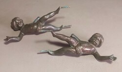 22 cm Antik bronz  puttó angyal pár  ALKUDHATÓ