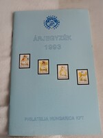 Bèlyeg katalógus àrjegyzèk 1993