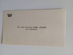 D204984 Dr. vitéz Felvinzci Hary József kir. járásbíró névjegykártyája 1937 Budapest
