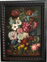 Virágcsendélet gyümölcsökkel - flamand mester után - olaj vászon - 50x70cm szignózott