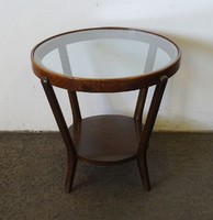 1T618 Régi visegrádi art deco forma üveglapos szalonasztal körasztal 1956
