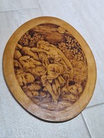 Égetett fa kép alvó asszony