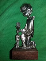 Vintage Peltro Cesellato a Mano fém minififigura fatalpon kifogástalan állapotban 10cm képek szerint