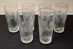 6 db antik csiszolt üveg vizes pohár