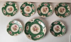 Vintage 6+1 db-os Bareuther (Bavaria) matricás porcelán süteményes készlet