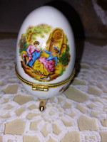 Faberge, gyönyörű jelenetes porcelán, ékszertartó tojás