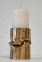 Modern artistic copper candle holder, patinated and hammered by Balogh Mihály