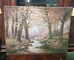 XX,sz Magyar állat,természet festő Csergezén  erdőrészlet