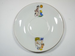 Retro régi jelzett porcelán lapos tál tányér - mese, gyerek mintás